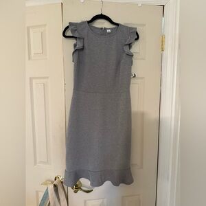 Old Navy Gray Ruffle Sleeve Midi Dress